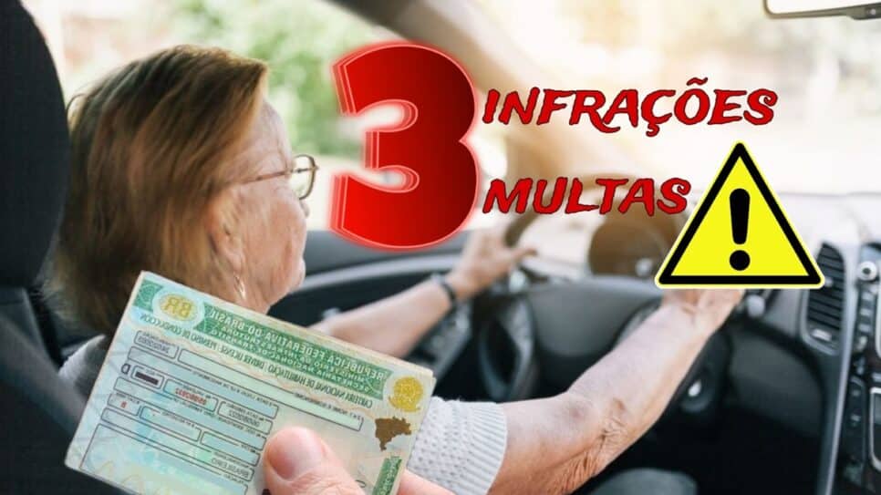 3 infrações de trânsito que estão dando multas a idosos, os deixando em risco de perder a CNH (Fotos: Reprodução/ Freepik/ Montagem)