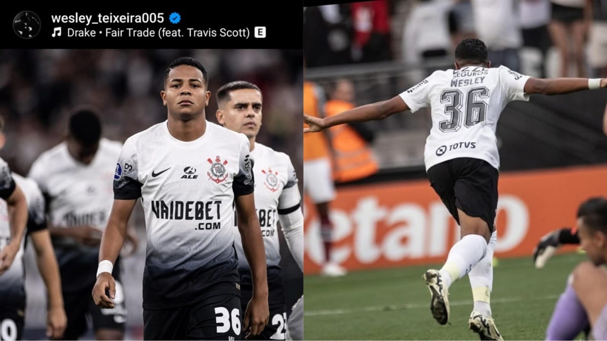 O atacante Wesley, do Corinthians, é alvo do Manchester United, da Inglaterra (Fotos: Reprodução/ Instagram/ Montagem)