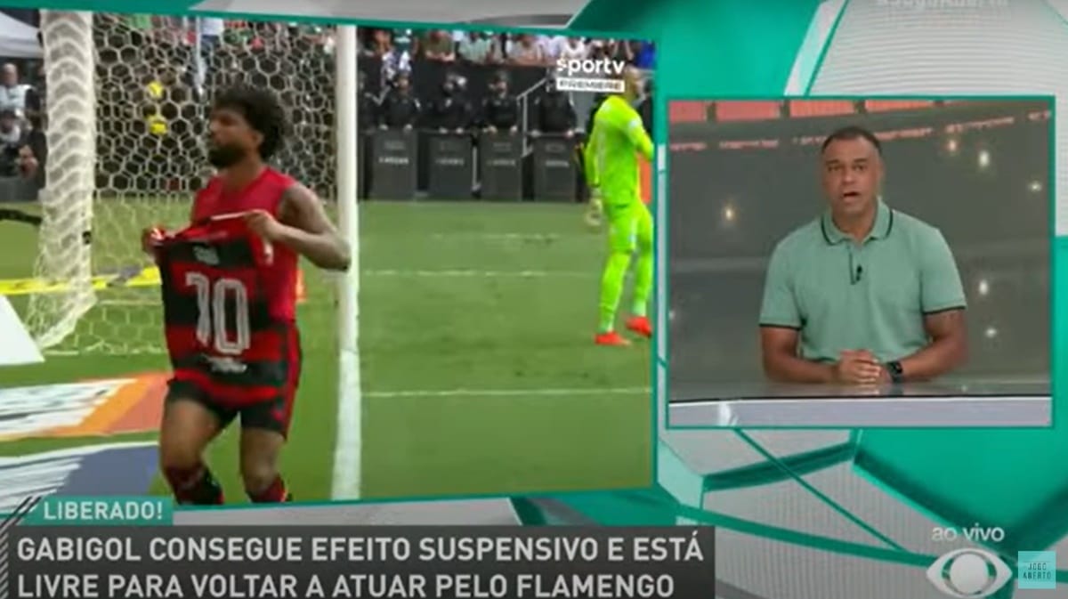 Denílson fala sobre volta de Gabigol após suspensão do CRF (Foto: Reprodução/ Jogo Aberto/ Band/ YouTube)