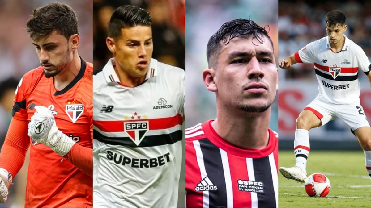 Rafael, James Rodríguez e mais 2 desfalques possíveis no São Paulo (Foto: Reprodução/ SPFC/ Montagem)