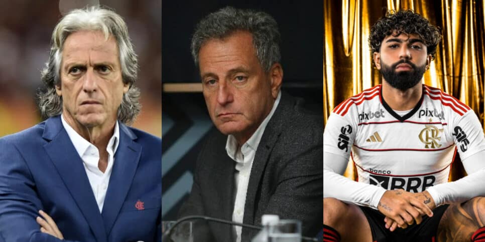 Landim terá que lidar com volta de Jorge Jesus e saída de Gabigol (Foto: Reprodução/Montagem HoraDoBenefício)