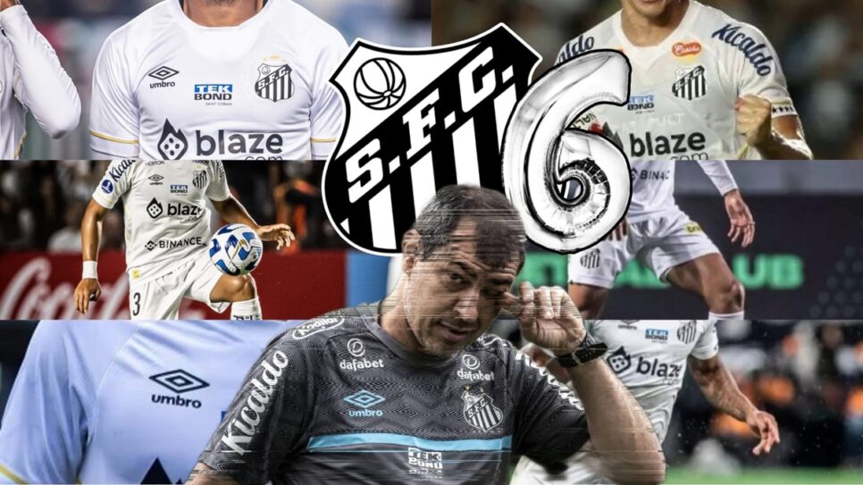 Carille poderá perder 6 jogadores no Santos (Fotos: Reprodução/ SFC/ Montagem Gustavo)