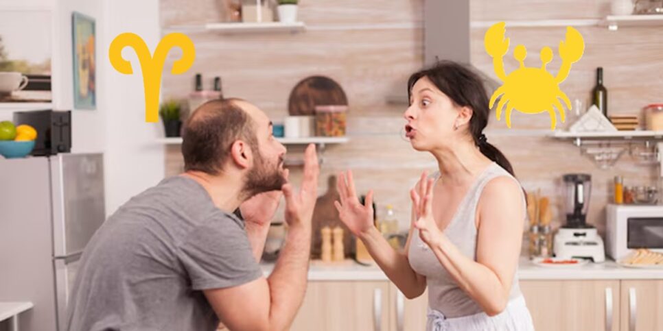 Signos relacionamento amor astrologia Casal brigando (Áries e Câncer) (Foto: Reprodução/ Freepik/ Colagem)