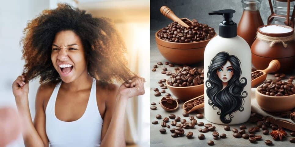 Benefícios Shampoo de café caseiro para acabar com frizz (Foto: Reprodução/ Gerada por IA/ SoftHair (esq.))