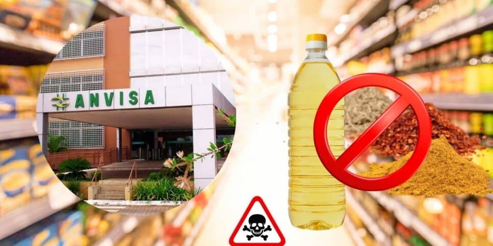 Fachada da Anvisa e marcas de óleo e tempero retiradas dos supermercados (Foto: Reprodução / Canva / Montagem Hora do Benefício)