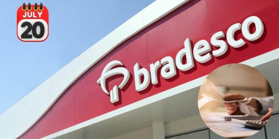 Dívidas e fachada do Banco Bradesco (Foto: Reprodução / Canva)