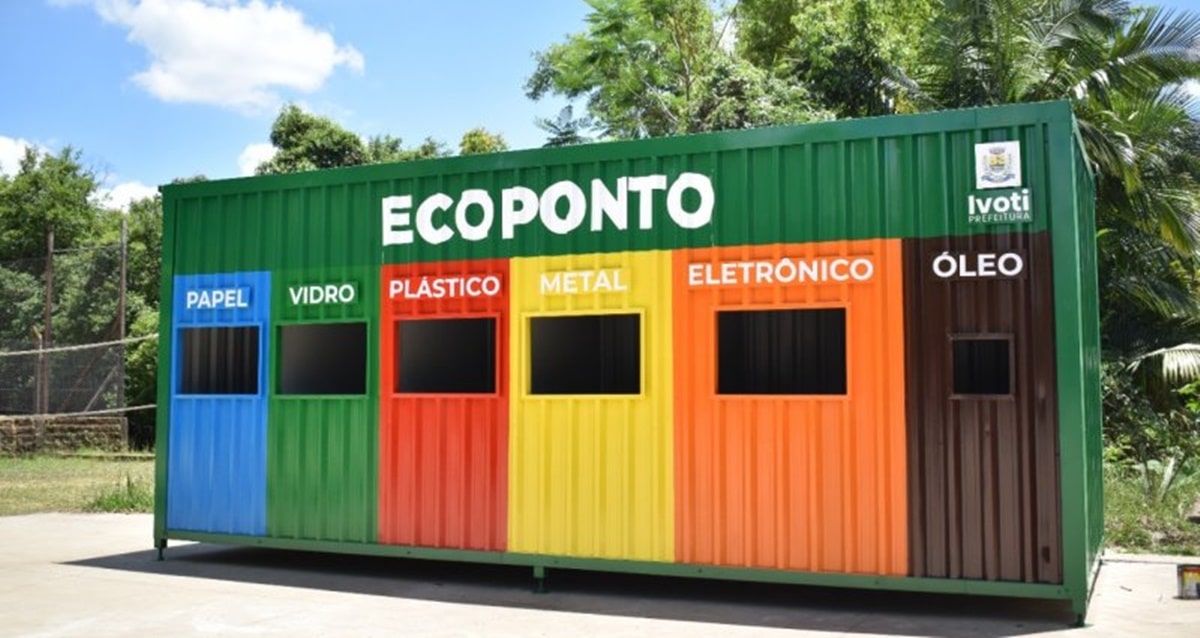 Ecoponto são lugares para depósito de resíduos recicláveis e que garante descontos na tarifa de energia elétrica em algumas cidades (Foto: Reprodução/ Divulgação/ Ivoti, RS)