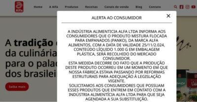 Alfa Alimentos emitiu um comunicado oficial (Foto: Reprodução / Site da Marca)