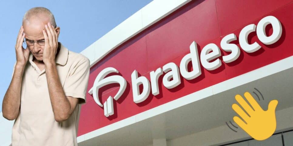 Cliente e fachada do Bradesco (Foto: Reprodução / Canva / Montagem Hora do Benefício)