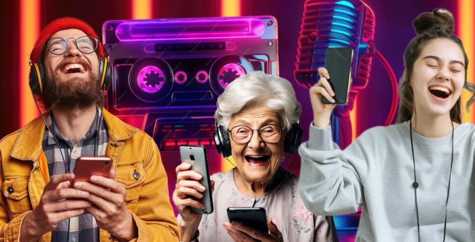 Nostalgia total em playlists que podem ser montadas por você mesmo(a) com músicas antigas em aplicativos de celular (Fotos: Reprodução/ Freepik/ Montagem Hora do Benefício)