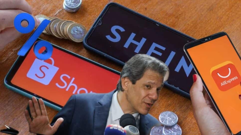 Haddad e a taxa das blusinhas na Shein, Shopee e AliExpress (Fotos: Reprodução/ Internet/ Montagem)