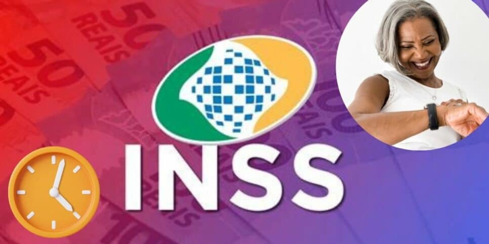Pensionista olhando a hora (Foto: Reprodução / INSS / Canva / Montagem Hora do Benefício)