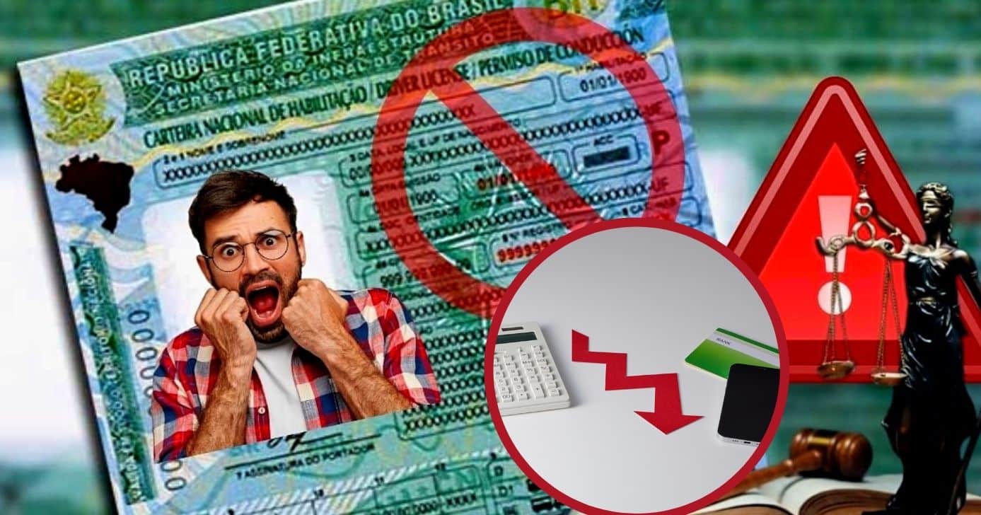 Dívidas podem causar bloqueio na CNH (Foto Reprodução/Montagem/Hora do Benefício/Lennita/Canva/)