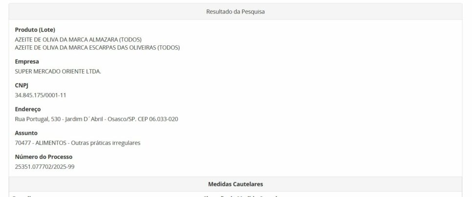 Resolução da ANVISA contra azeite pt 1 (Foto Reprodução/ANVISA)